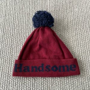 BabyGap Burgundy Navy Blue Cotton Handsome Winter Hat with Pom